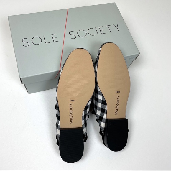 Sole Society Mules Black White Gingham 7.5 NEW - Picture 6 of 7
